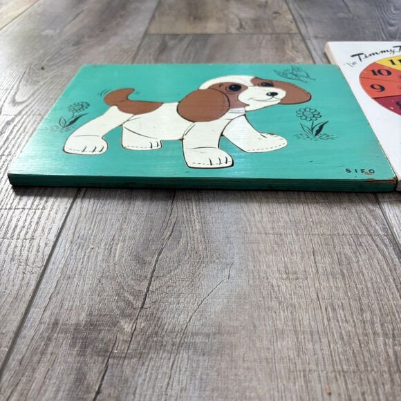 Vintage SiFO Children’s Wooden Puzzles Timmy Time Clock & Puppy Dog 1950s Toy - Picture 10 of 11